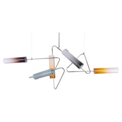 Continuum 72 Chandelier: Dove, Orange, Grey, Charcoal Glass by Avram Rusu Studio