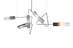 Continuum 72 Chandelier: Dove, Slate, Topaz, Grey Glass by Avram Rusu Studio