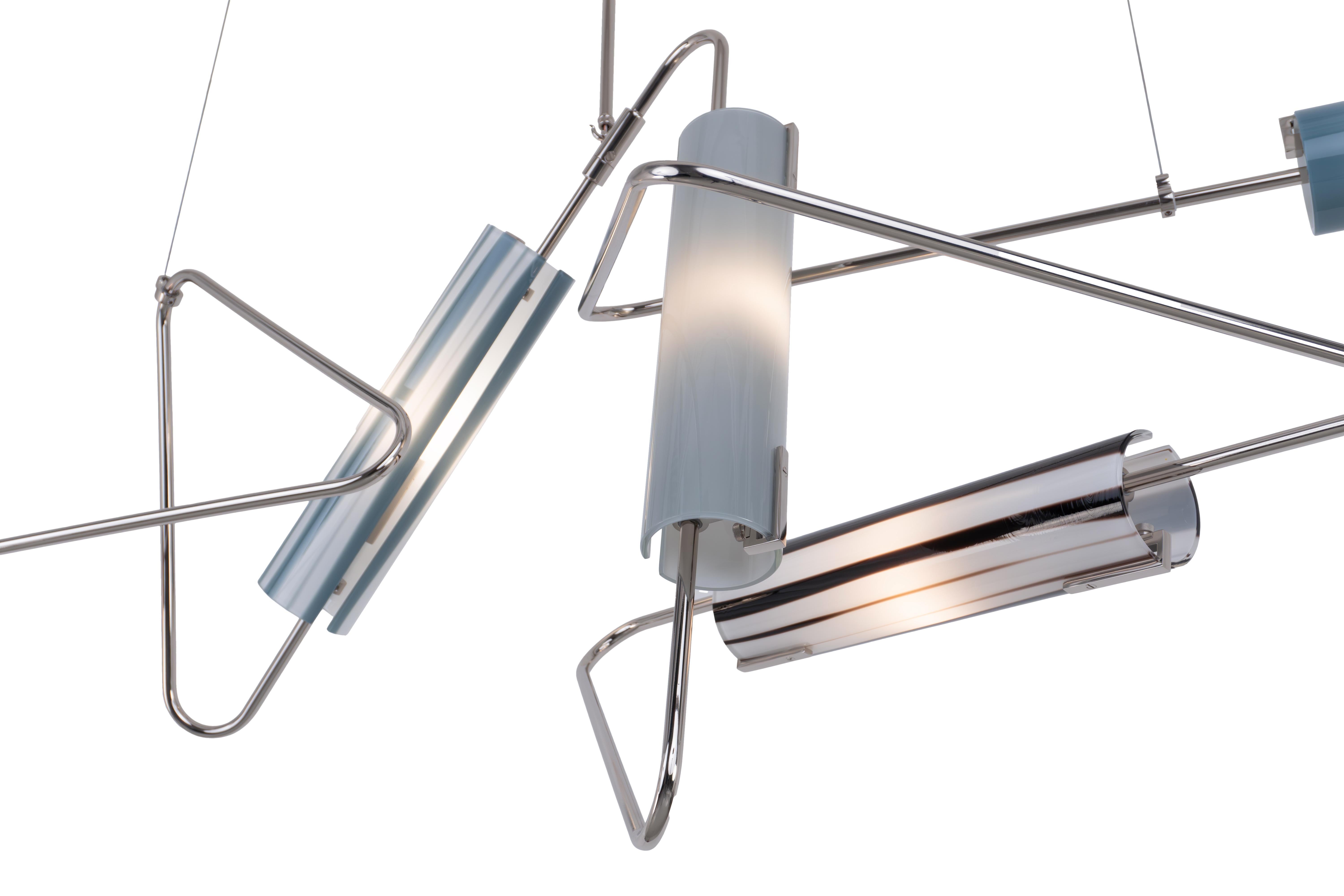 Continuum 72 Kronleuchter: Taube, Schiefer, Topas, Graues Glas by Avram Rusu STUDIO (Moderne) im Angebot