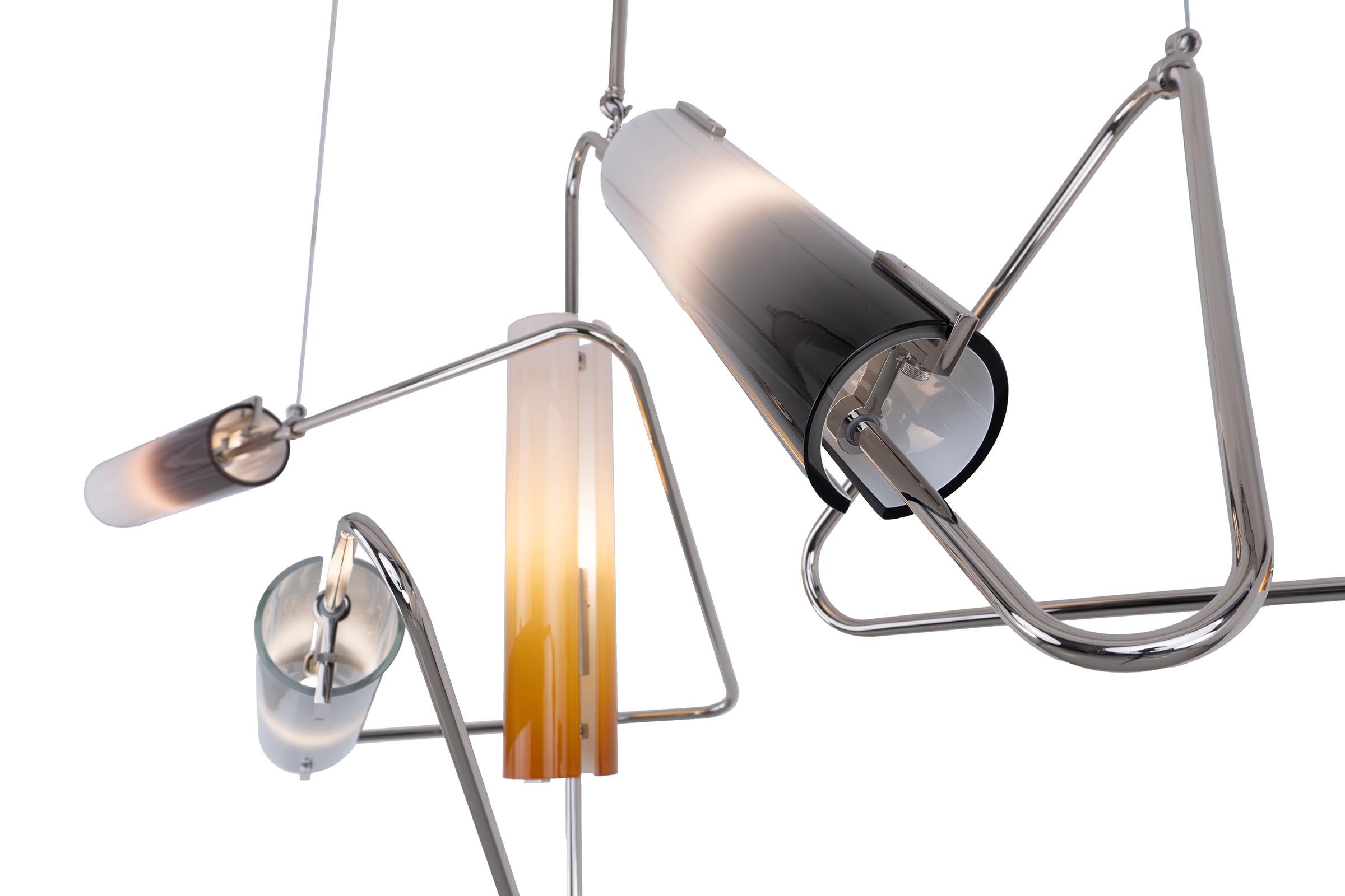 Continuum 72 Kronleuchter: Taube, Schiefer, Topas, Graues Glas by Avram Rusu STUDIO im Zustand „Neu“ im Angebot in Brooklyn, NY
