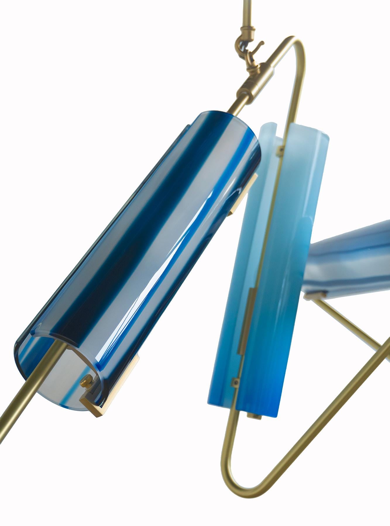 Moderne Lustre Continuum 85 : Verre bleu outremer et bleu marine par AVRAM RUSU STUDIO en vente