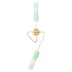 Continuum 02 Sconce: Satin Brass/Aqua Glass Shades by Avram Rusu Studio