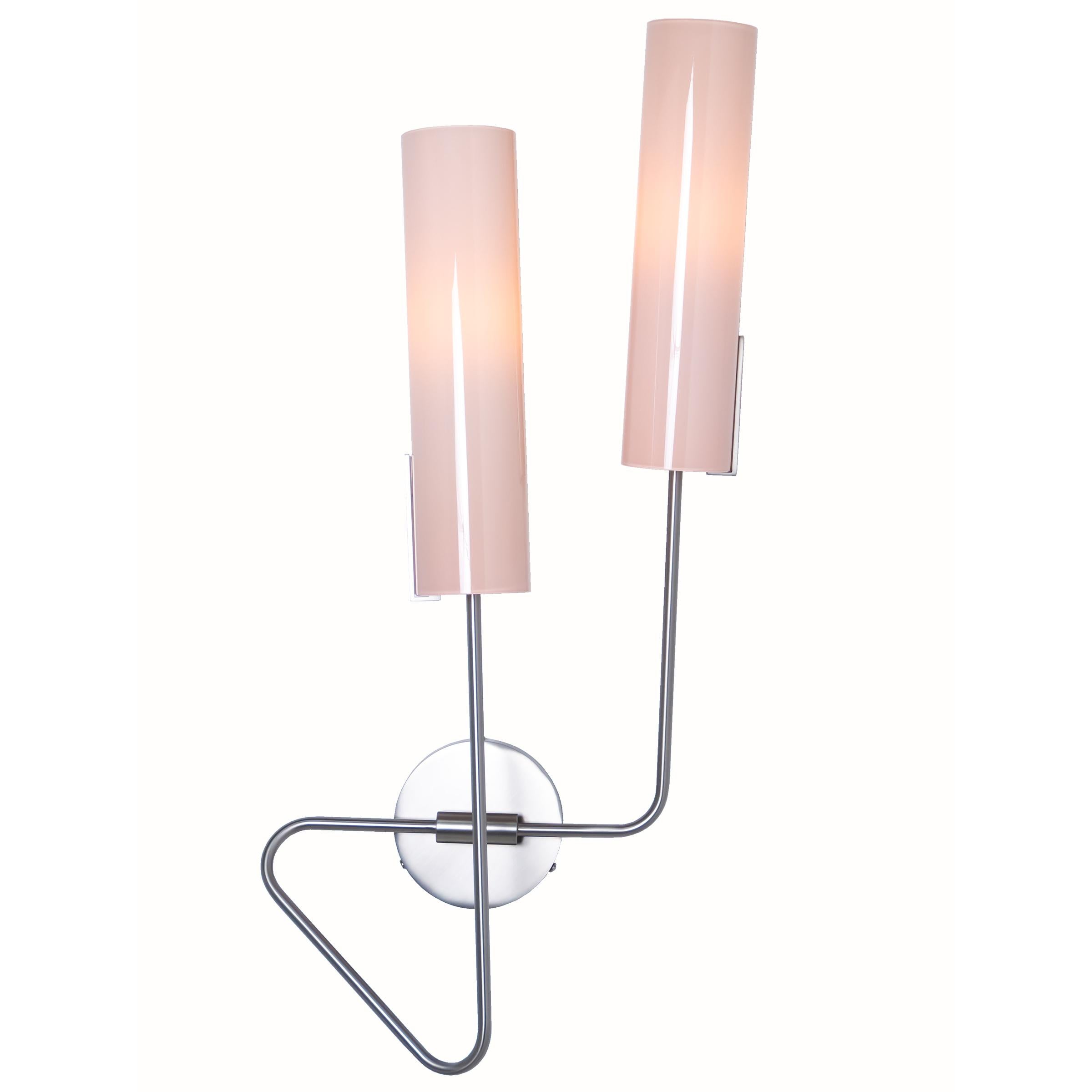 Continuum 01 Sconce: Satin Nickel/Charcoal Ombre Shades by Avram Rusu Studio For Sale 2