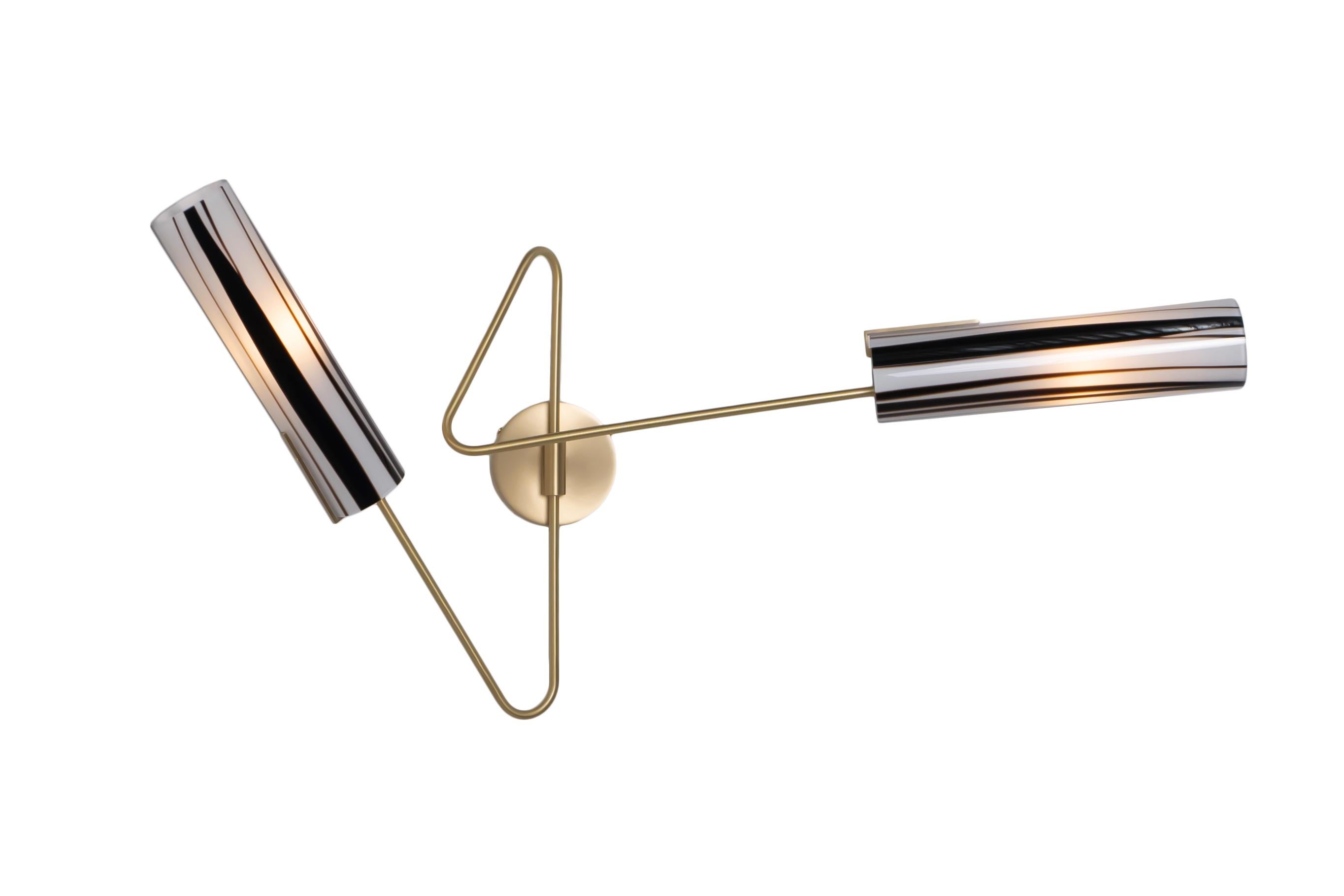 Continuum 01 Sconce: nichel satinato/occhiali in vetro Ombre di Avram Rusu Studio A in vendita 6