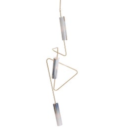 Continuum Vertical Chandelier: Grey and White Glass Shades by Avram Rusu Studio