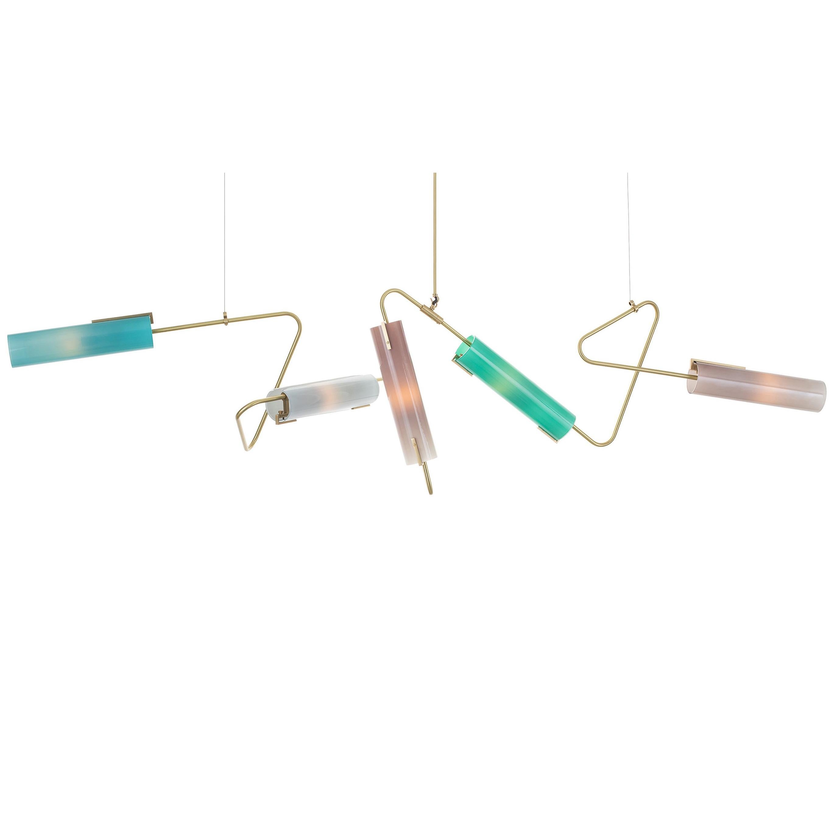 Lustre vertical continu Continuum : abat-jour en verre gris et blanc d'Avram Rusu Studio Neuf - En vente à Brooklyn, NY