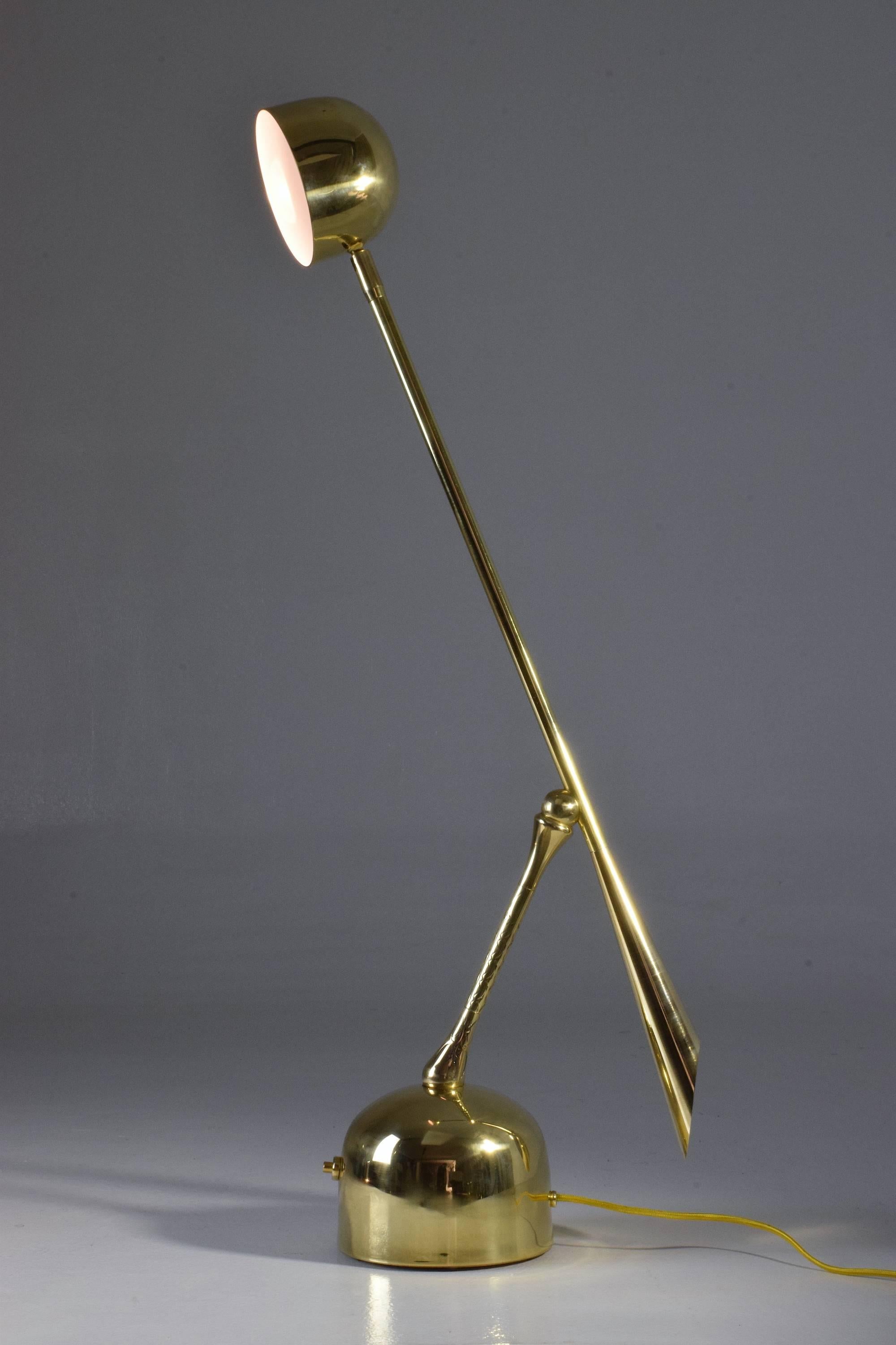 Modern Continuum-II Contemporary Articulating Brass Table Lamp, Flow Collection