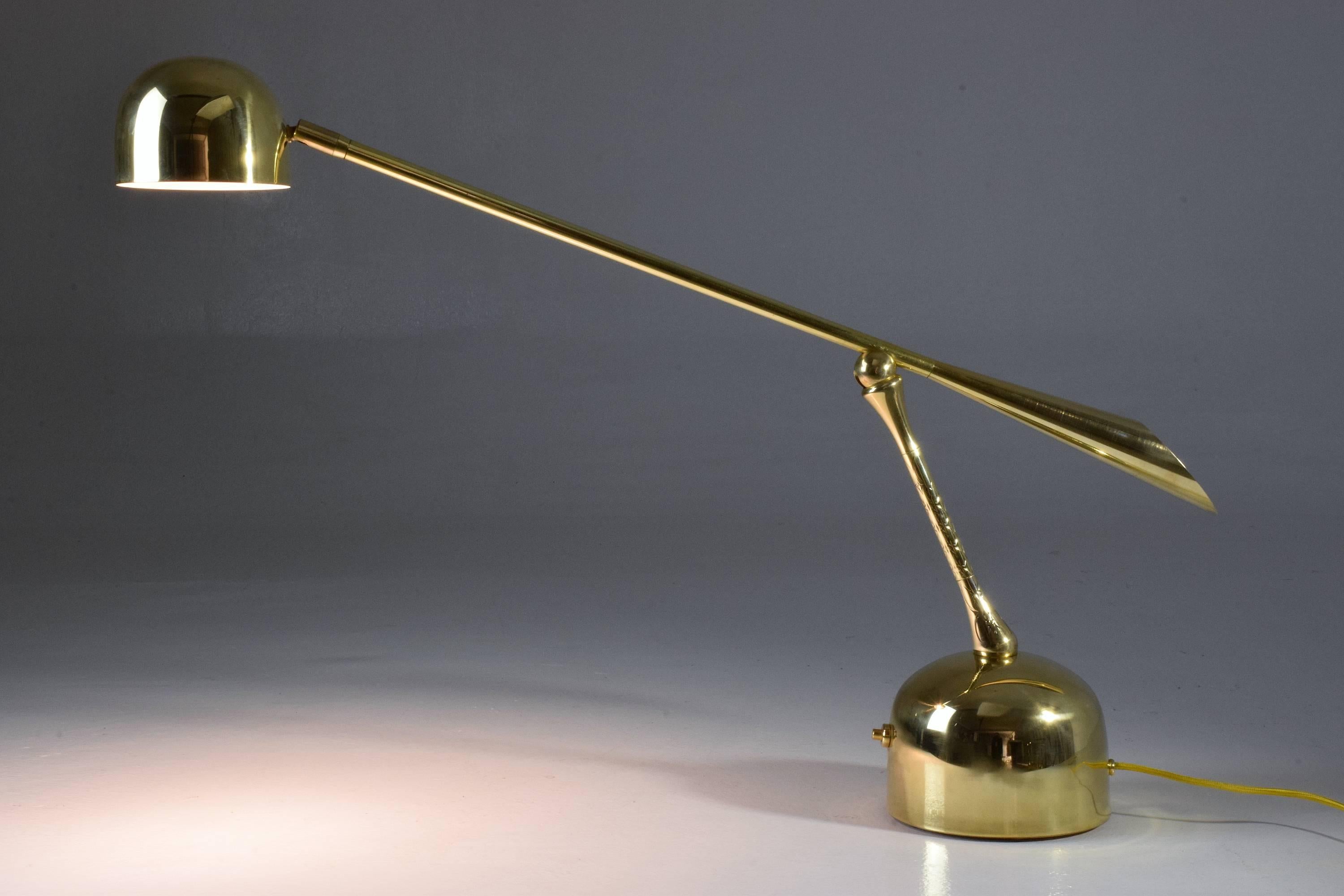 French Continuum-II Contemporary Articulating Brass Table Lamp, Flow Collection