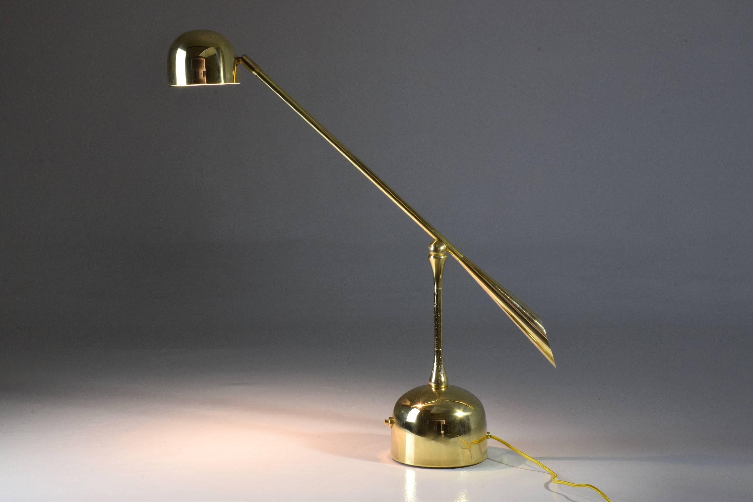 Polished Continuum-II Contemporary Articulating Brass Table Lamp, Flow Collection