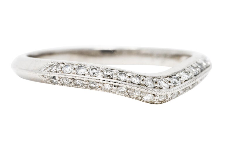 Contour 0.50 Carat Diamond Platinum Chevron Band Ring at 1stDibs