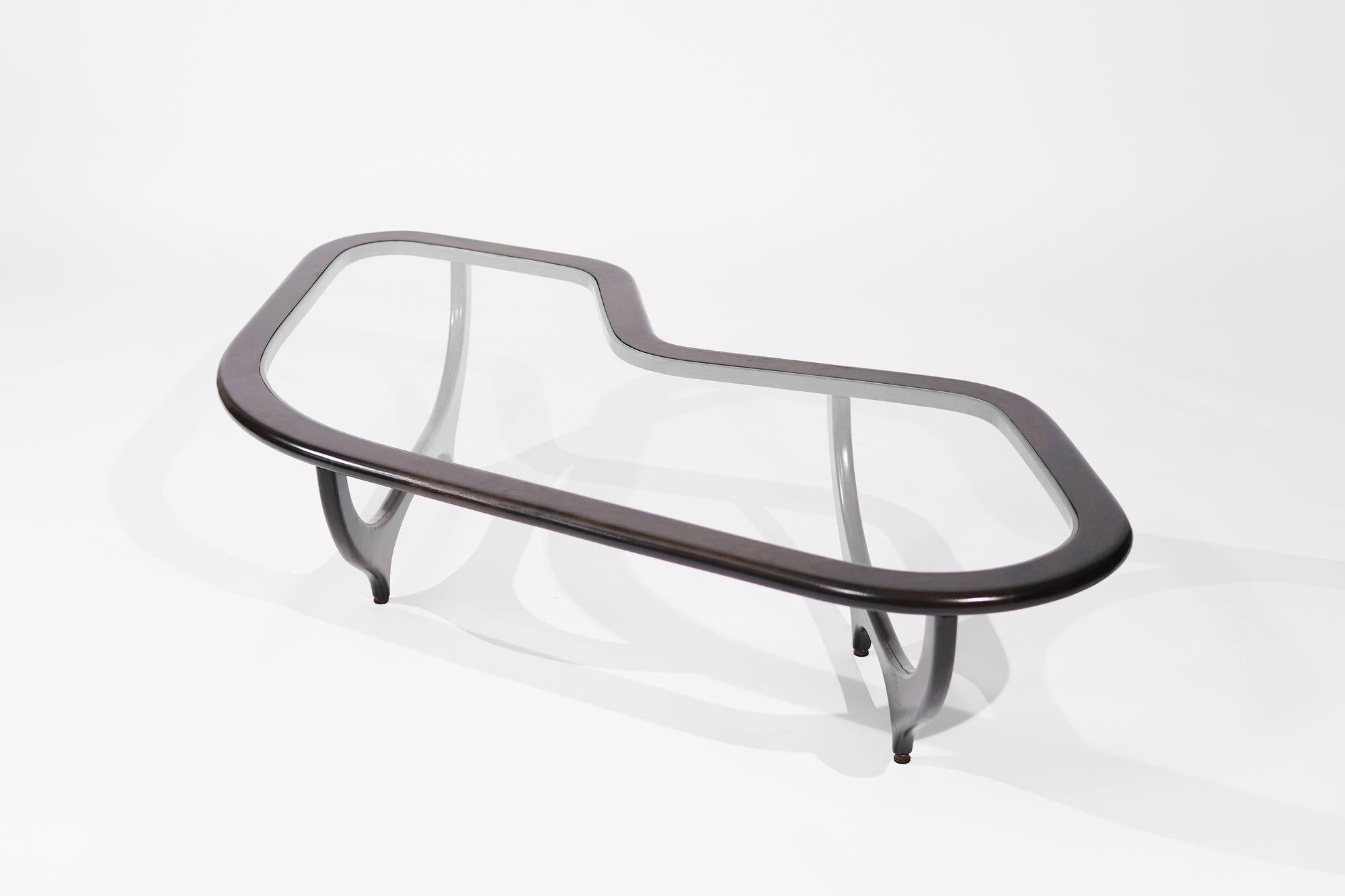 Walnut Contour Coffee Table in Espresso by Stamford Modern For Sale