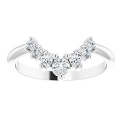 Contour Curved Style Diamond Wedding Ring Band 18 Karat White Gold 0.35 Carat