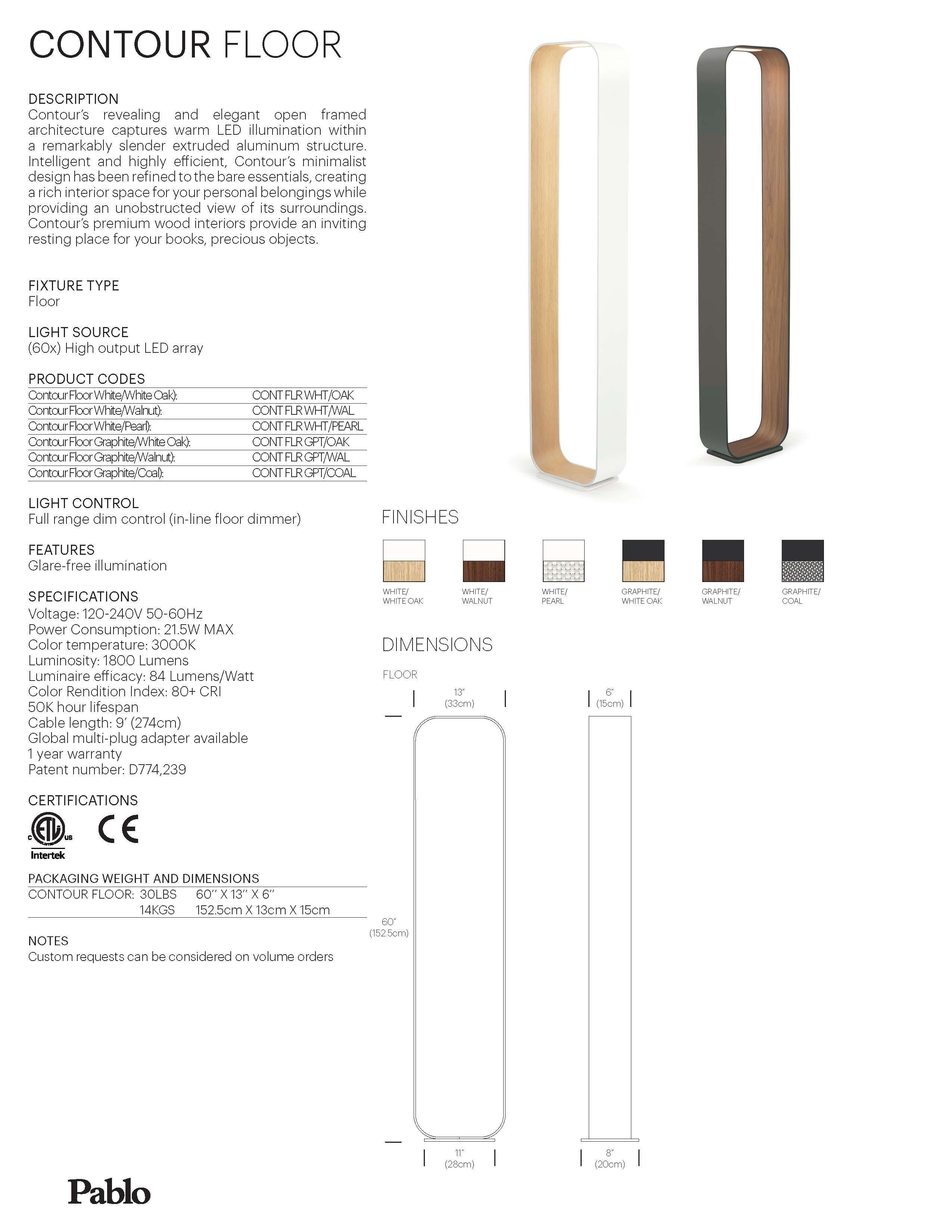 Stehlampe Contour aus Graphit und Walnussholz von Pablo Designs im Zustand „Neu“ im Angebot in San Francisco, CA