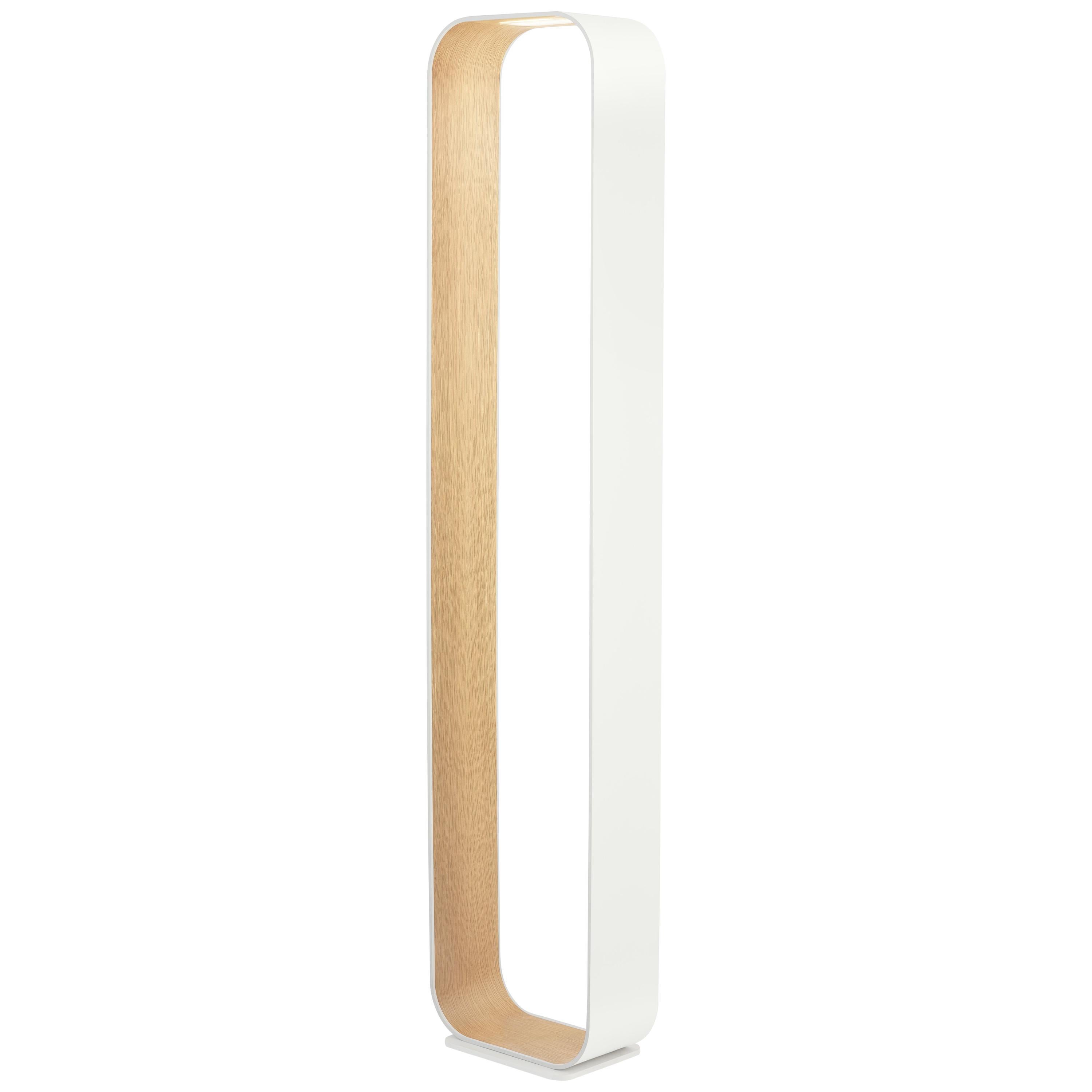 Contour Floor Lamp in White and White Oak by Pablo Designs For Sale