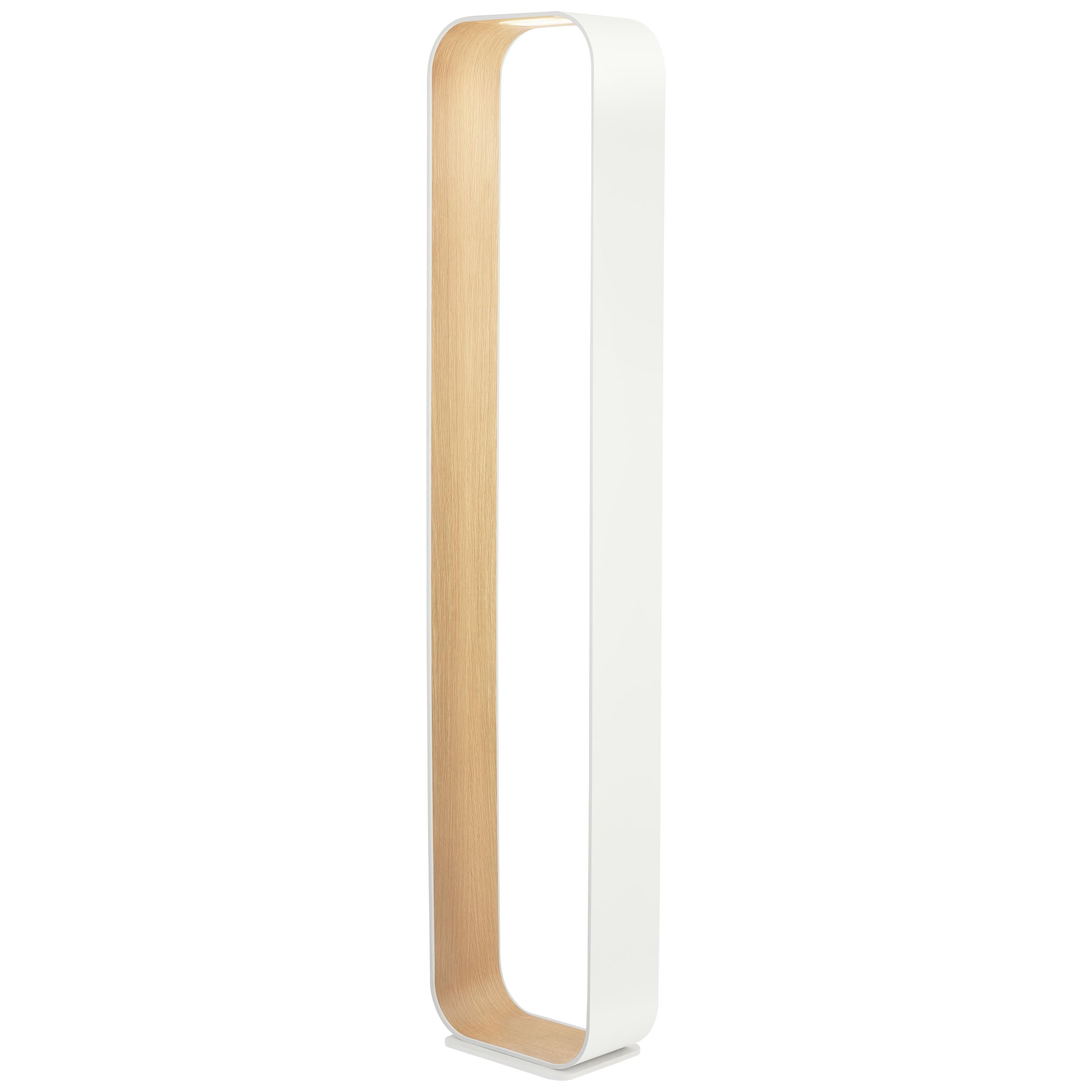 Lampada da terra Contour in bianco e rovere bianco di Pablo Designs