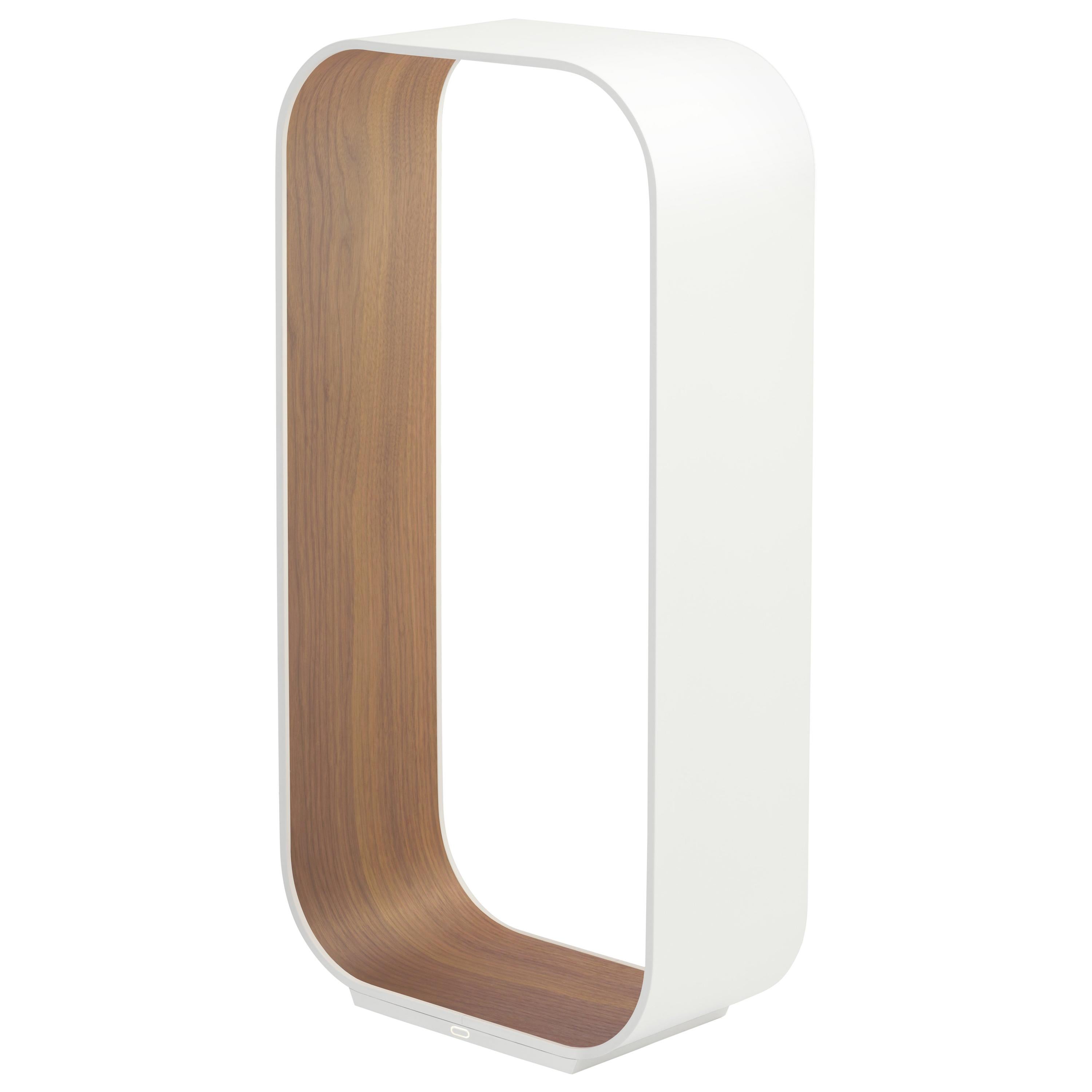 Contour Large Table Lamp in White and Walnut by Pablo Designs For Sale