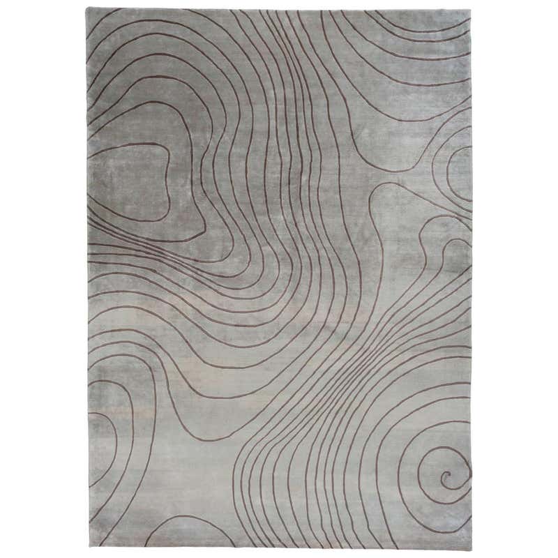 Contour Lines Silver Area Rug at 1stDibs