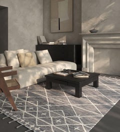 Contour Modern 5x8 Ft Rug Geometric Ebony Slate Wool Hand Tufted Carpet