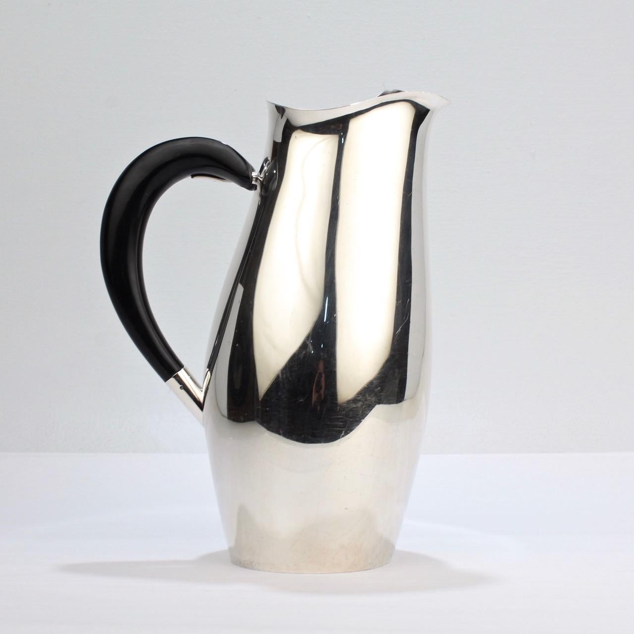 Women's or Men's Contour Silver Plated Cocktail Pitcher by Robert King & John Van Koert for Towle