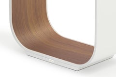Contour Small Table Lamp in White and Walnut by Pablo Designs