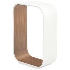 Contour Small Table Lamp in White and Walnut by Pablo Designs
