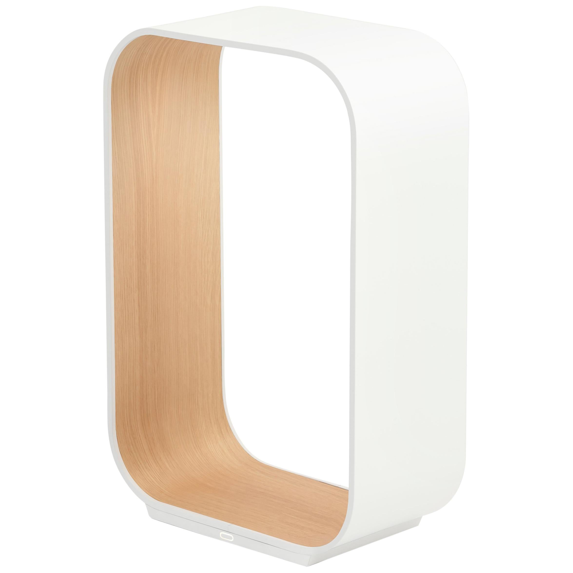 Contour Small Table Lamp in White and White Oak by Pablo Designs For Sale