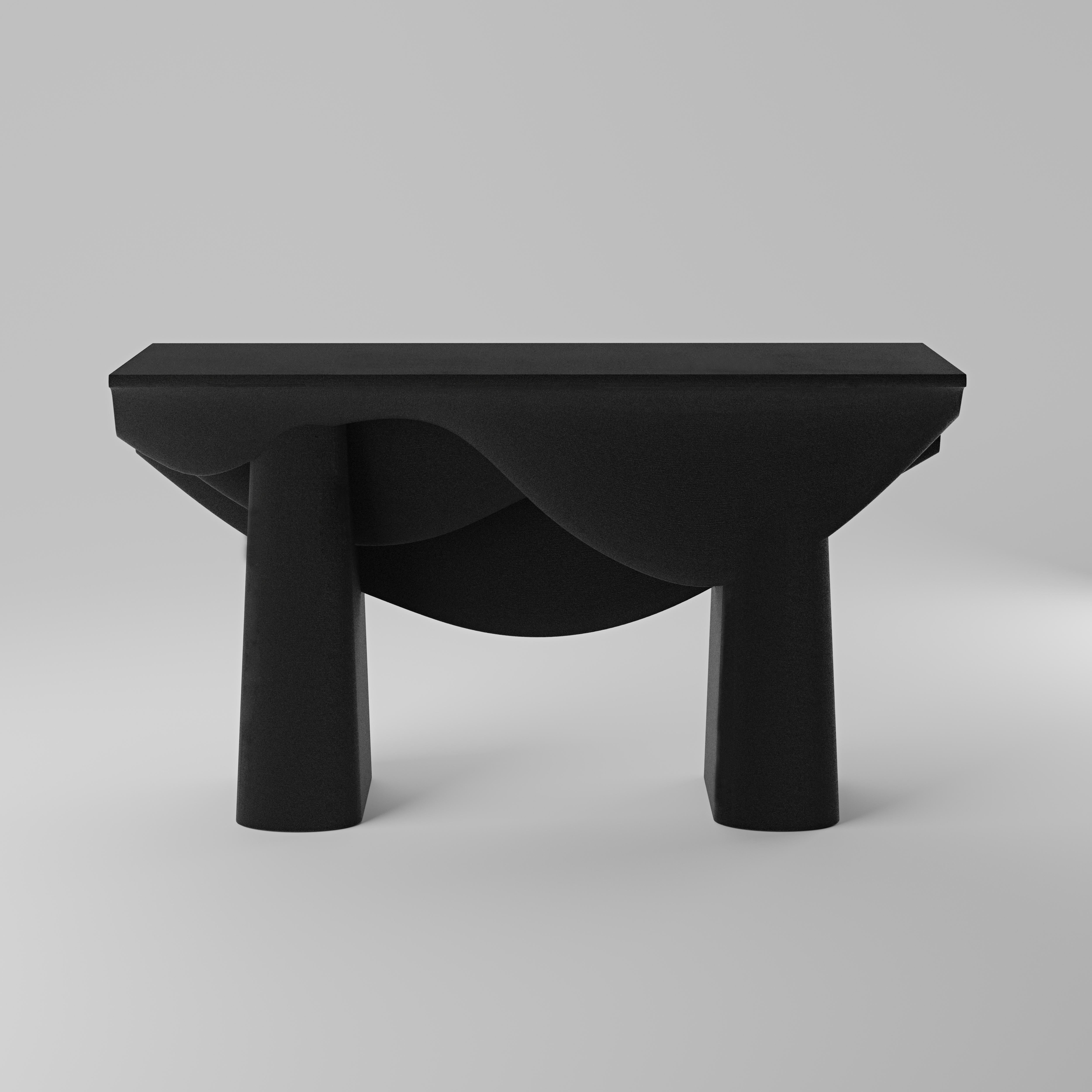 Scandinavian Modern Contourage Quartz Sand Console Table by Johan Wilén Black Customisable For Sale