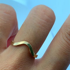 Contoured Elegant Curved Stackable Wedding Ring 18k Yellow gold