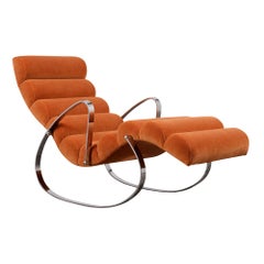 Vintage Mid-century Modern Mohair Chaise Lounge