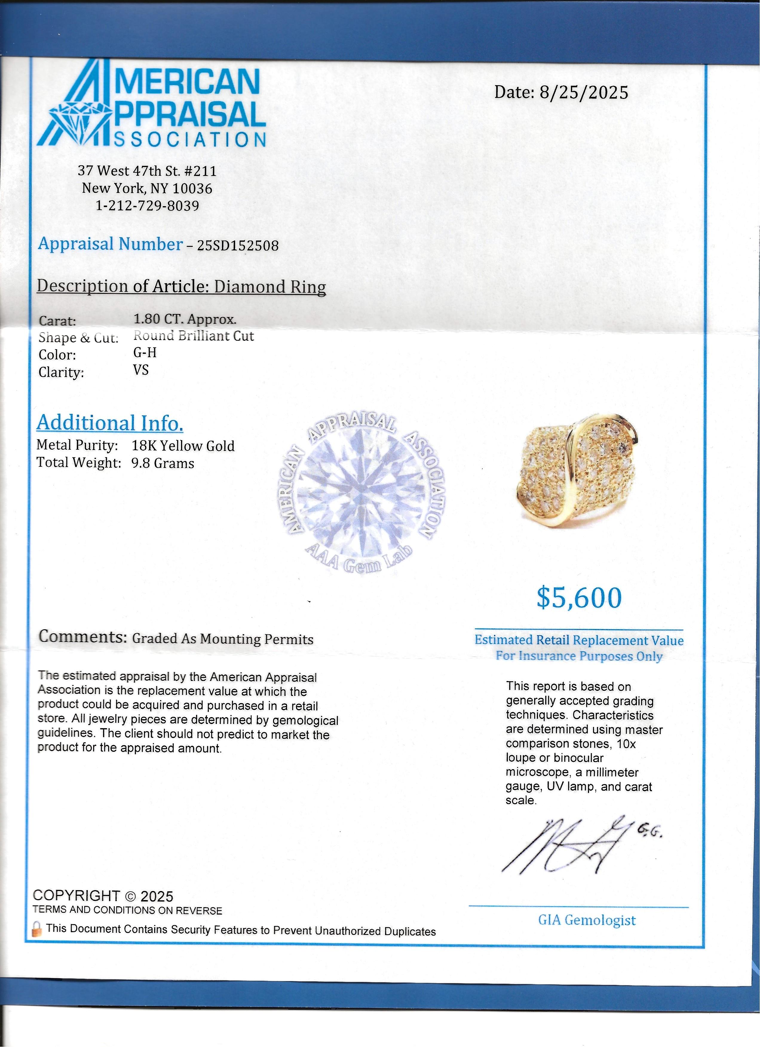 Bague de cocktail en or jaune 18 carats avec pavé de diamants en forme de dôme en vente 5