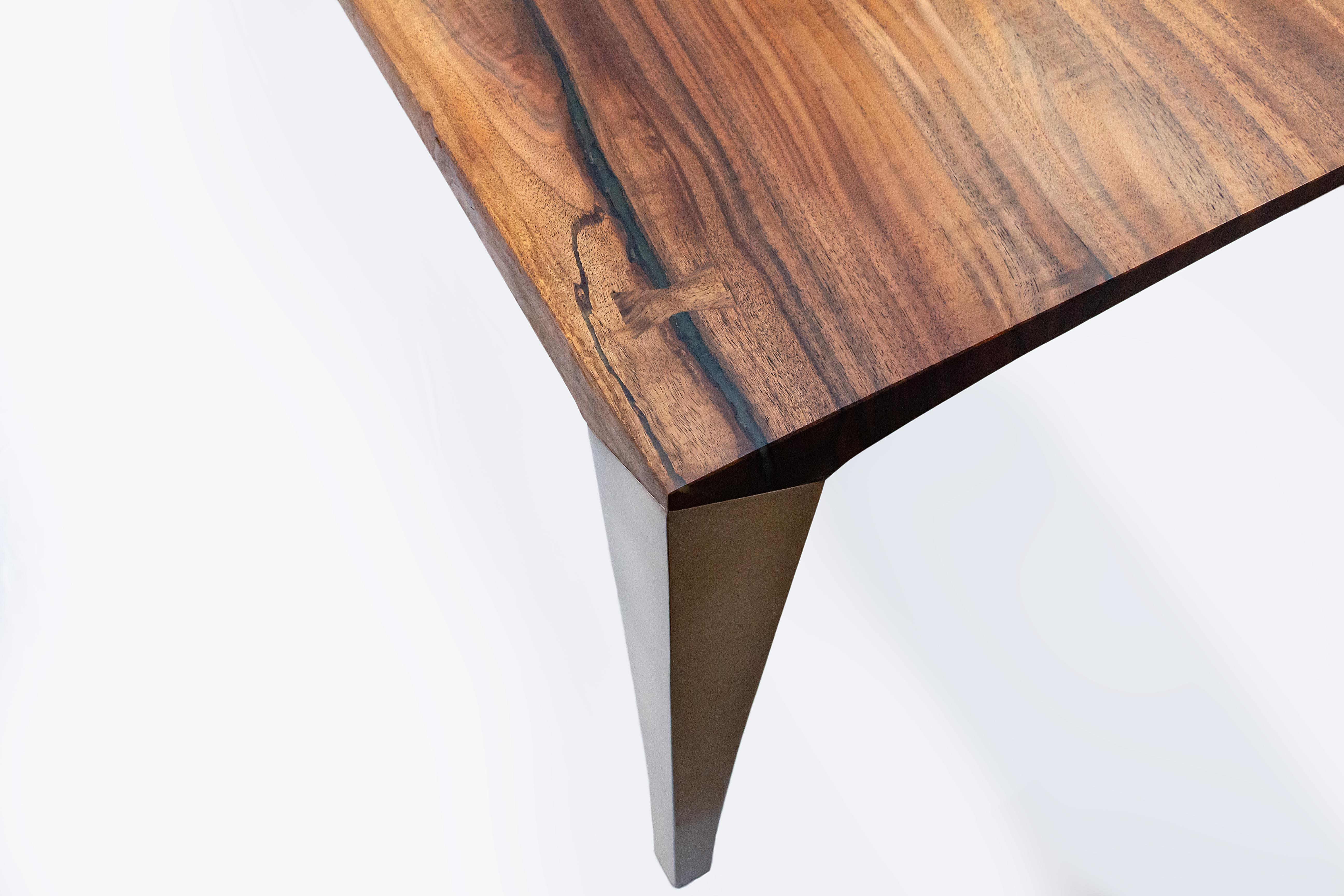 American Contoured Reveal Bastogne Walnut Dining Table For Sale