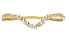 Contoured Round Diamond Hinged Bangle Bracelet in 18 Karat Yellow Gold