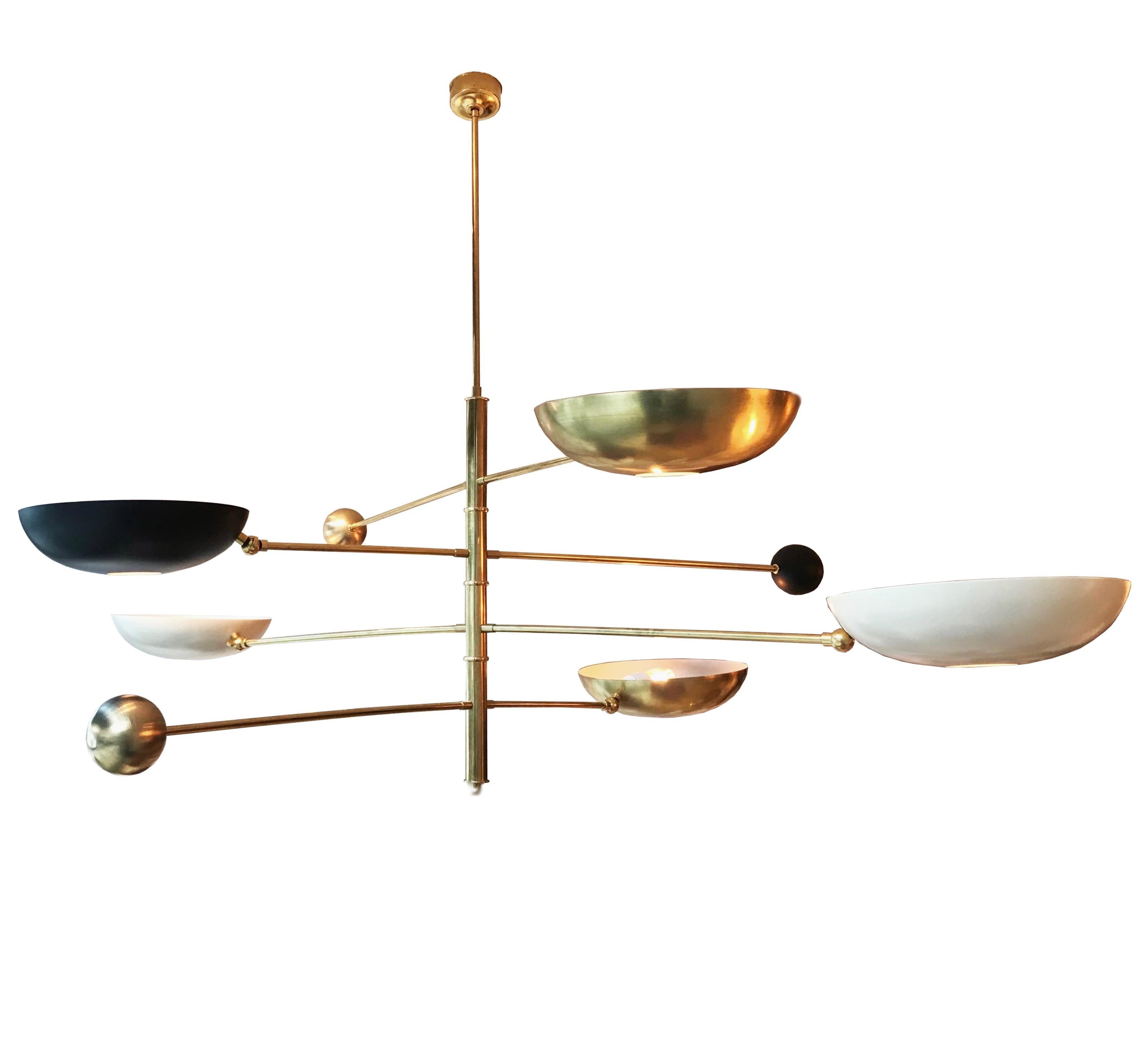 Contrapesi Midcentury Style Brass and Powder-Coated Cup Pendant (US Spec) In New Condition In London, GB