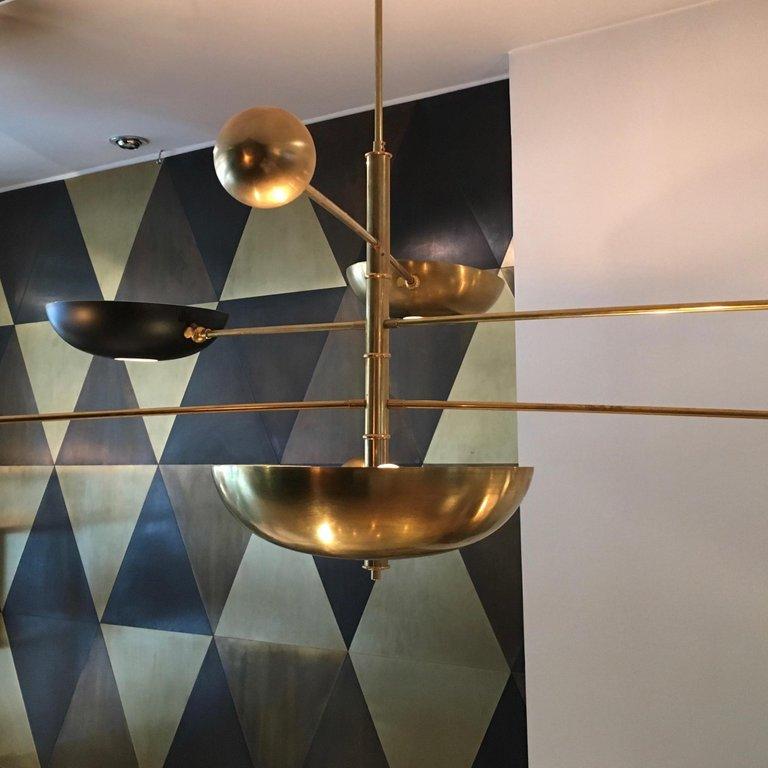 Contemporary Contrapesi Midcentury Style Brass and Powder-Coated Cup Pendant (US Spec)