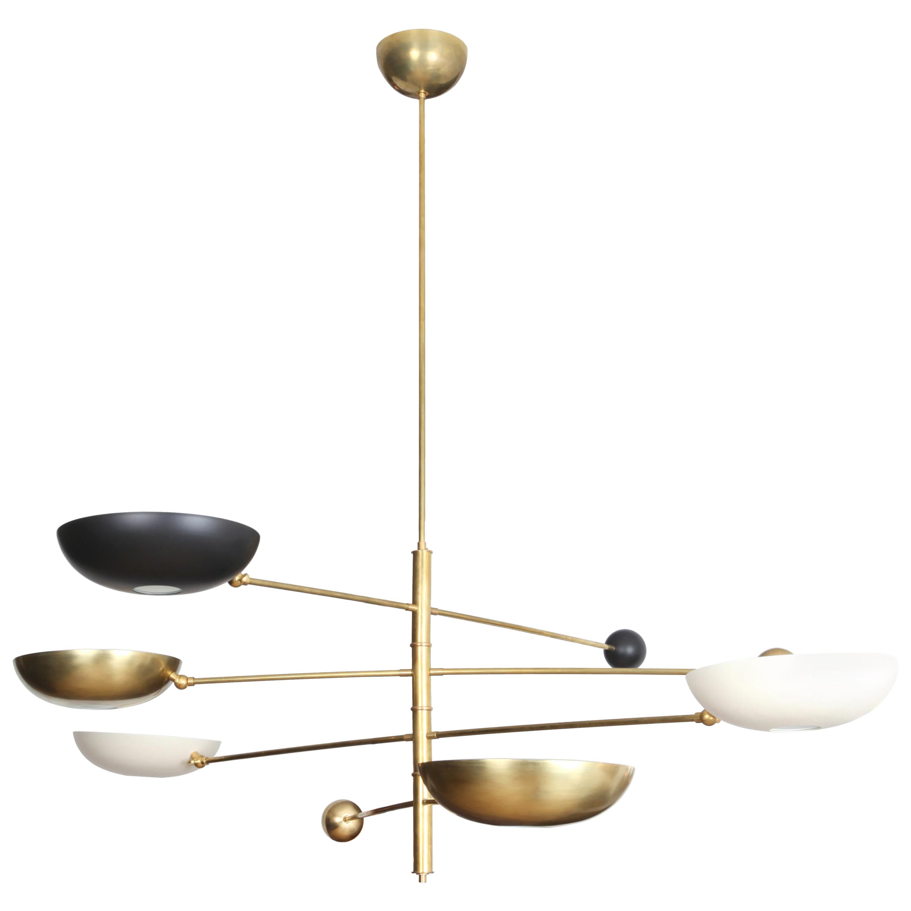 Contrapesi Midcentury Style Brass and Powder-Coated Cup Pendant