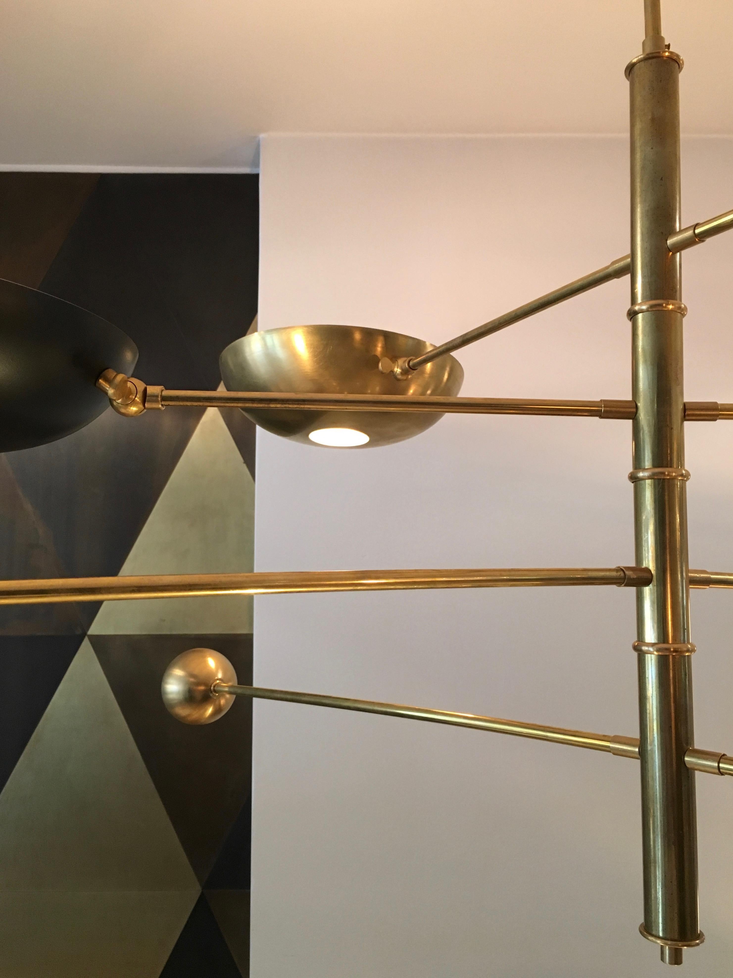 Contemporary Contrapesi Midcentury Style Brass Pendant For Sale