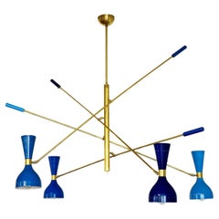 Contrappeso Chandelier, 4 hues of blue "Quadriennale"