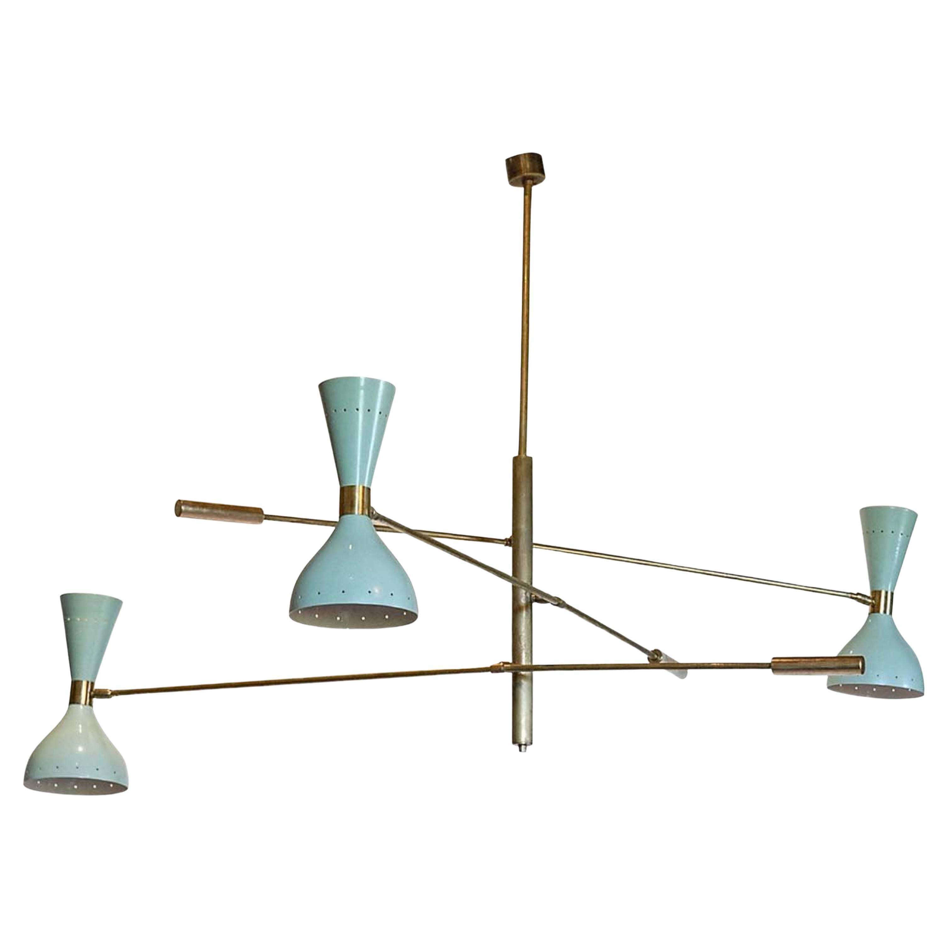 Contrappeso Due 3-Arm Brass Chandelier