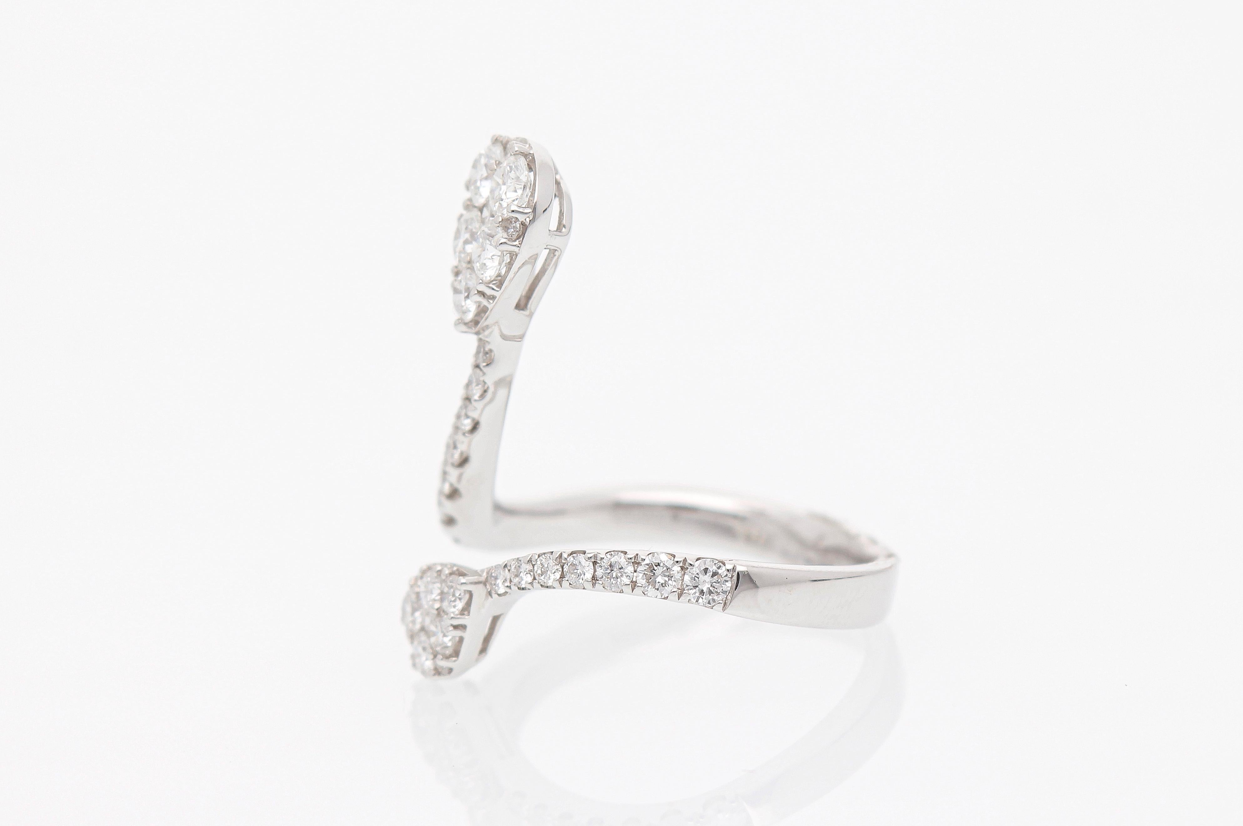 Bague Contrariè avec diamants taille brillant 1.10 Ct. Or blanc 18 carats Neuf - En vente à Rome, IT