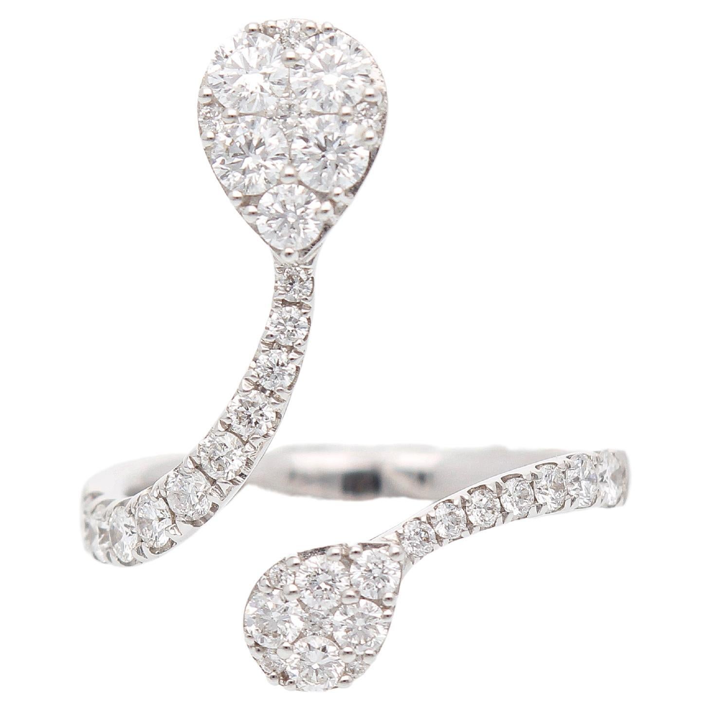 Bague Contrariè avec diamants taille brillant 1.10 Ct. Or blanc 18 carats en vente