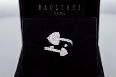 Contrarié Ring with Hearts with Ct 1.08 of Diamonds, 18 Kt White Gold