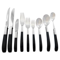 Contrast by Lunt Sterling Silver Flatware Set Service Mid-Century Modern 218 Pcs