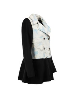 Kenzo Contrast Panel Wool Double Breasted Coat Size L