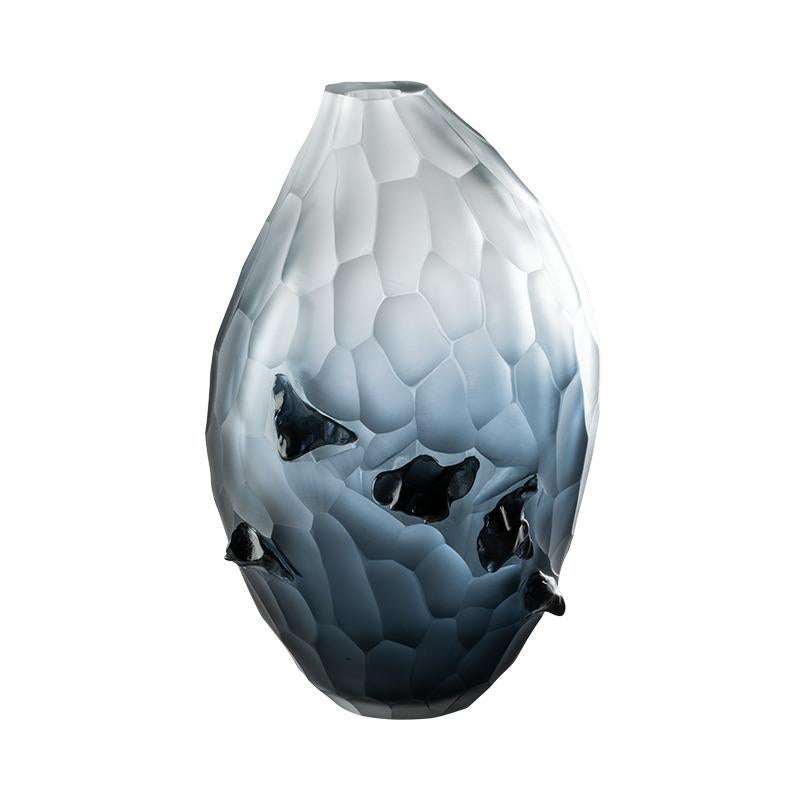 Contrasto Vase in Crystal and Grape Blown Glass by Michela Cattai