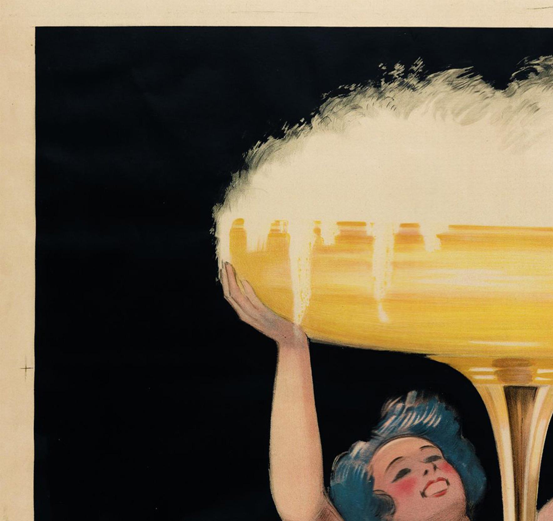 Contratto, 1922 Vintage French Alcohol Advertising Poster, Cappiello In Excellent Condition In Bath, Somerset