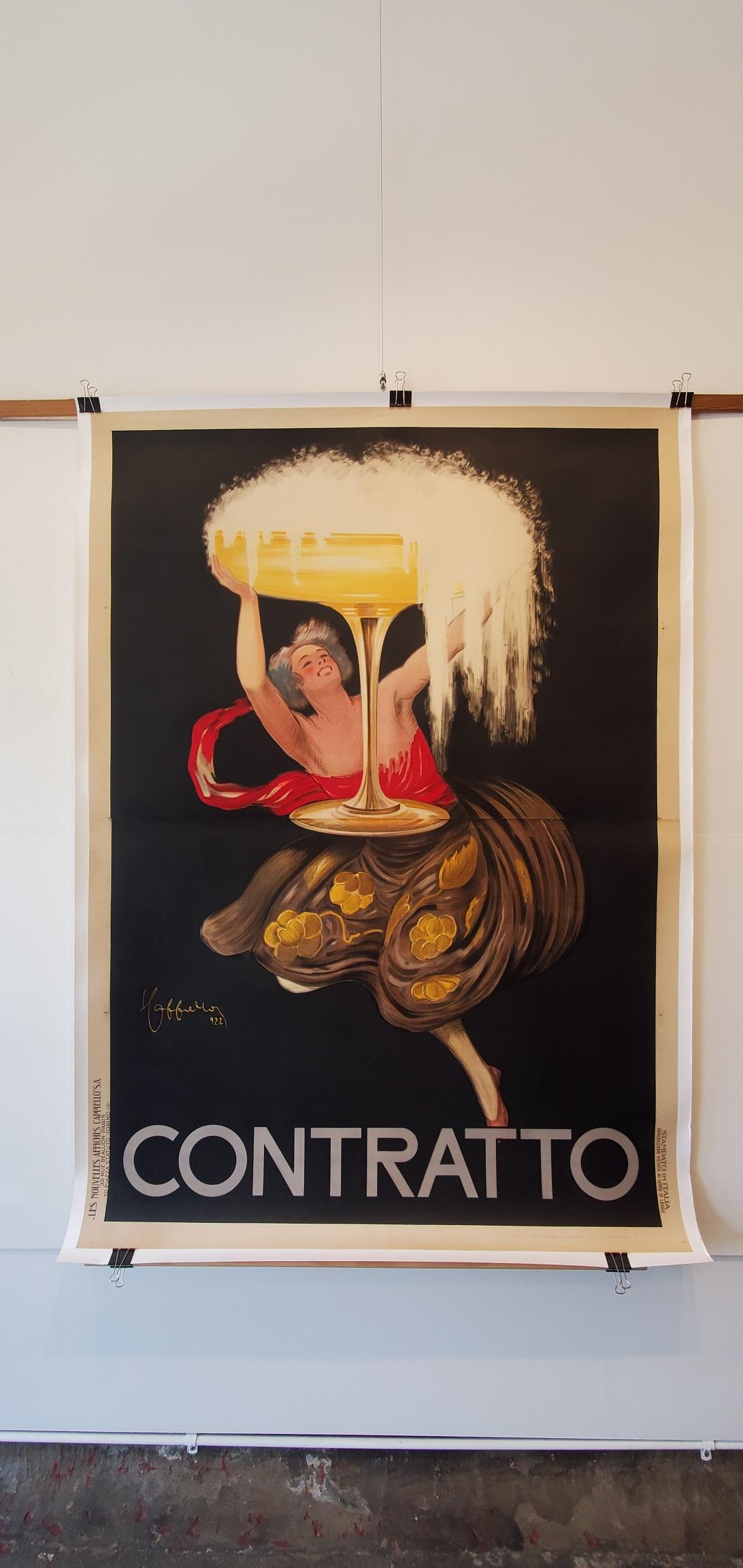 Mid-20th Century 'Contratto ' Origina Vintage Art Deco Advertising Poster by Cappiello, 1930