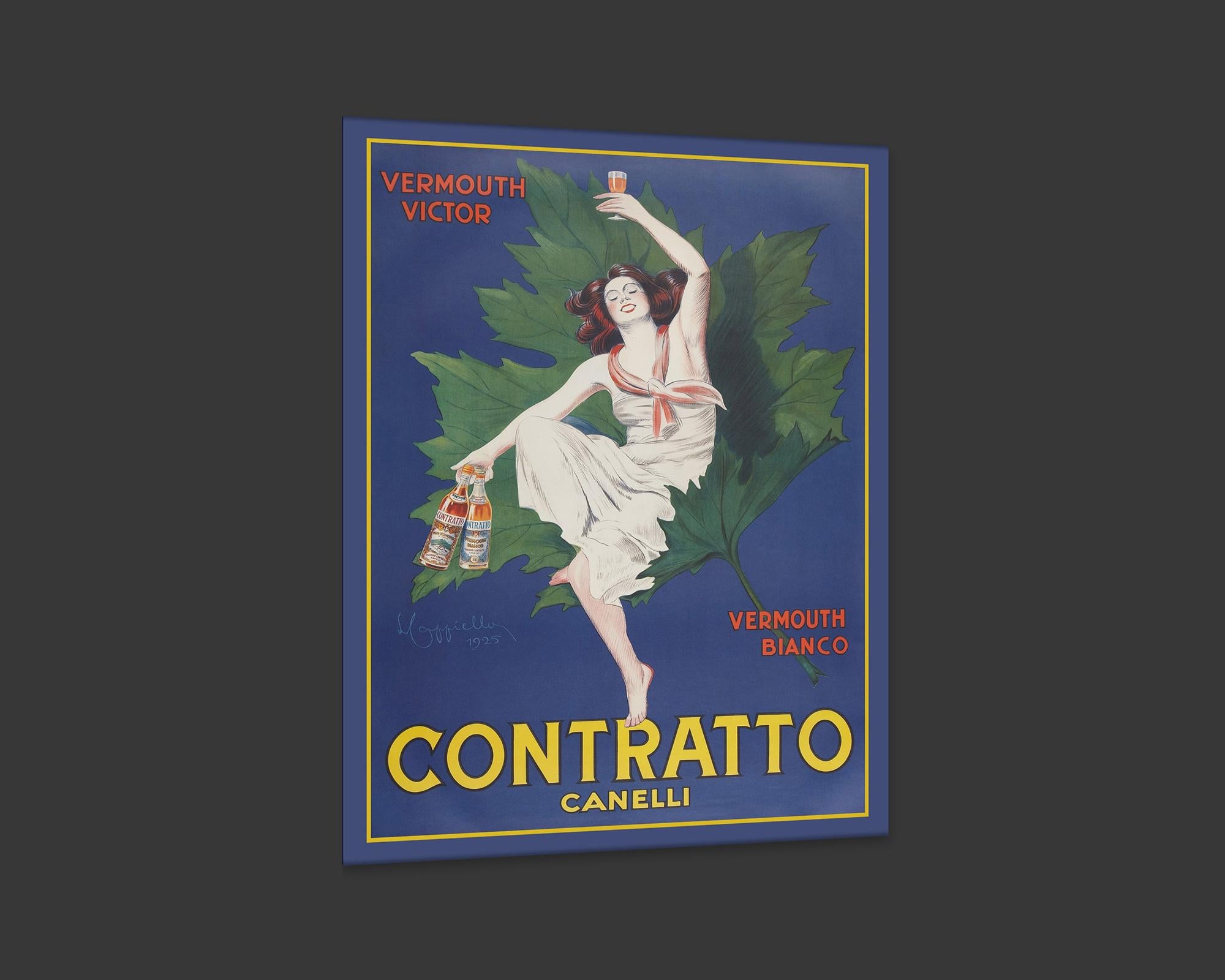 Italian Contratto Vermouth, after Belle Époque Oil Painting by Leonetto Cappiello For Sale