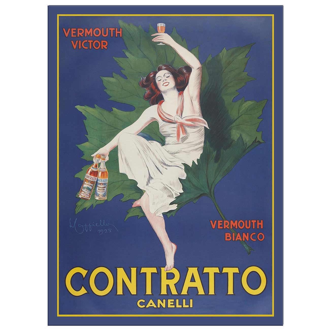 Contratto Vermouth, after Belle Époque Oil Painting by Leonetto Cappiello For Sale