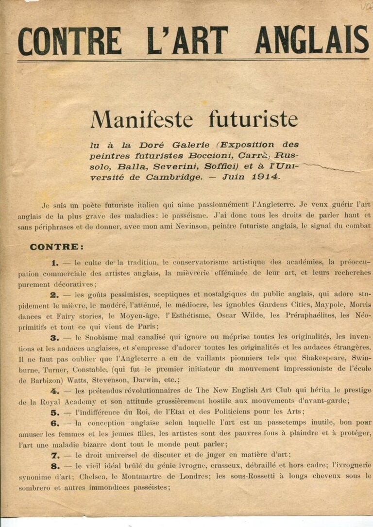 Futurist Manifesto by F.T. Marinetti, Paper, Italy, 1922 Edition
