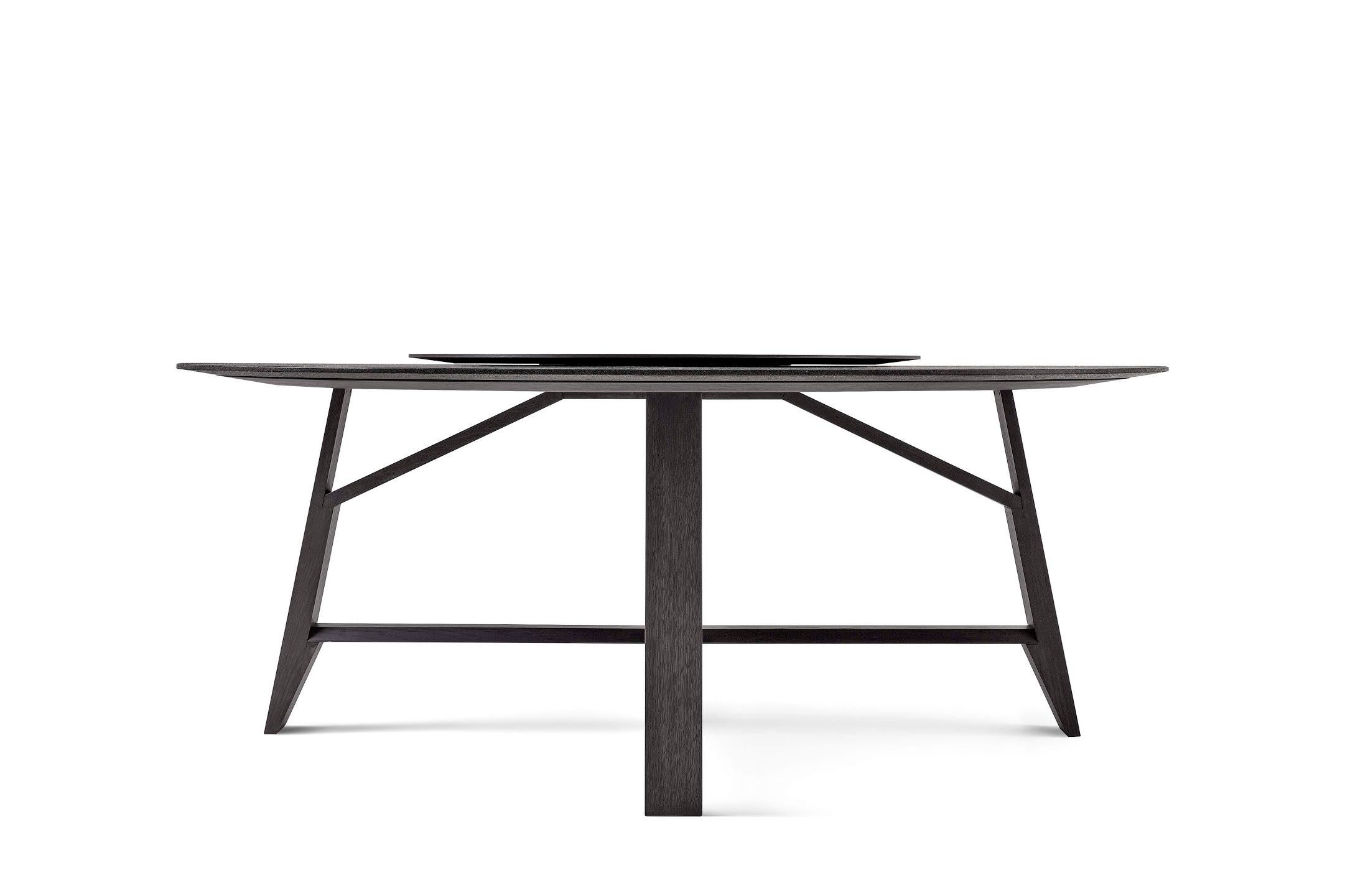 Controvento Table in Charcoal Gray with Revolving Tray by Busnelli In New Condition For Sale In New York, NY